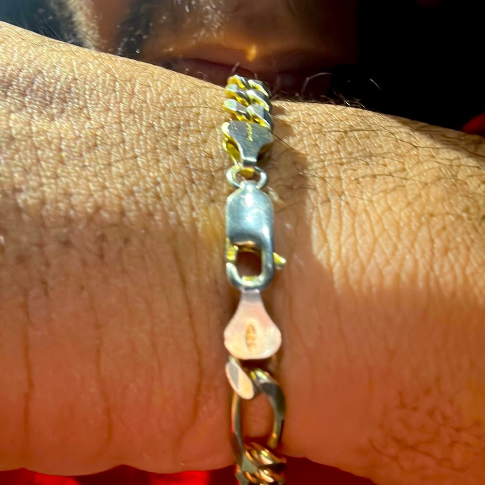 925 sterling silver unisex bracelet vermeil gold coating